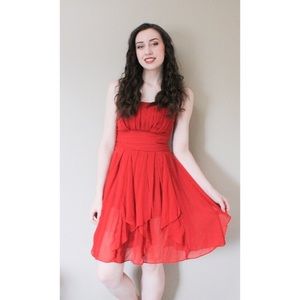David’s Bridal Red Strapless Short Prom Dress